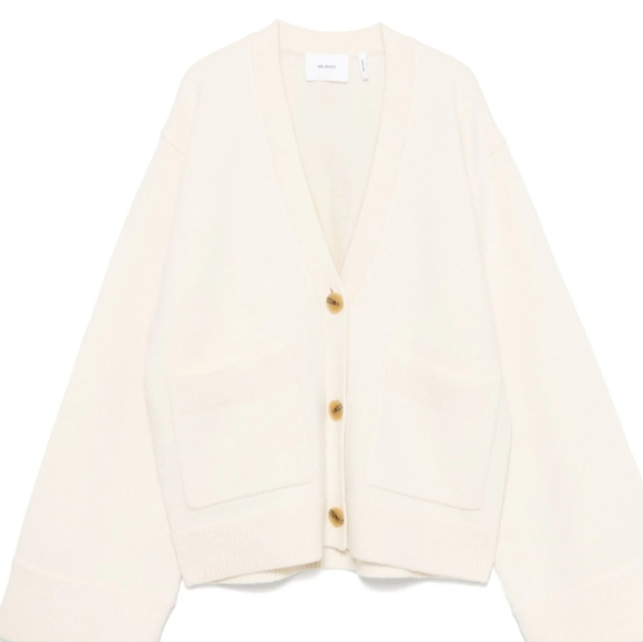 Axel Arigato Memory Relaxed Cardigan Ivory Lambs Wool Oversized Boxy Medium - Picture 2 of 16